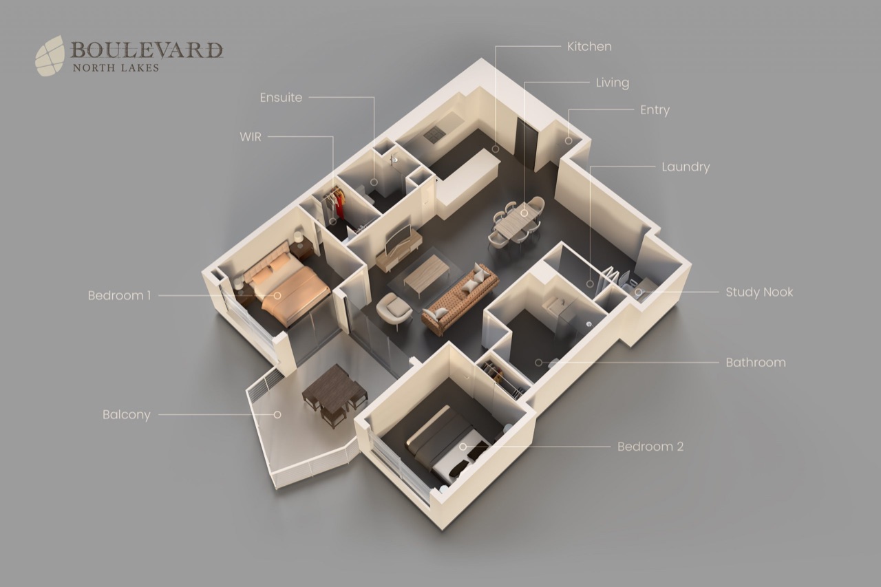 Typical apartment layout, 106 square metres